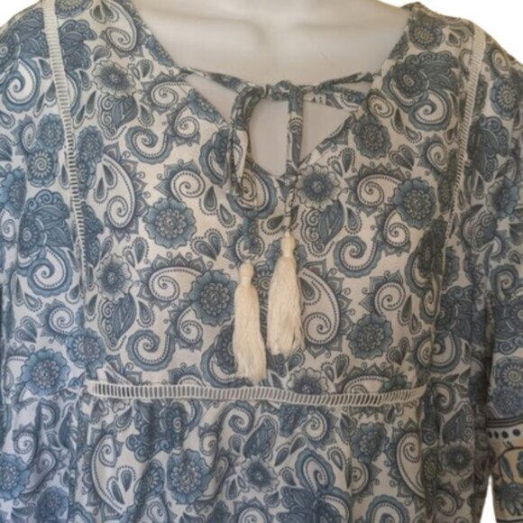 Blue and Whie Boho Bohemian Dress Size 2XL NEW - Picture 2 of 4
